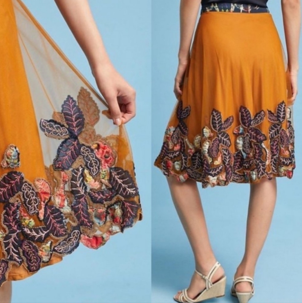 Anthropologie Bhanuni by Jyoti Embellished Midi Skirt 0